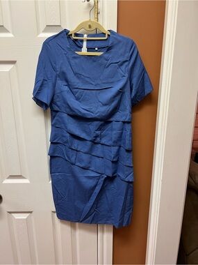 Women's Blue Tiered Short Sleeve Mini Dress